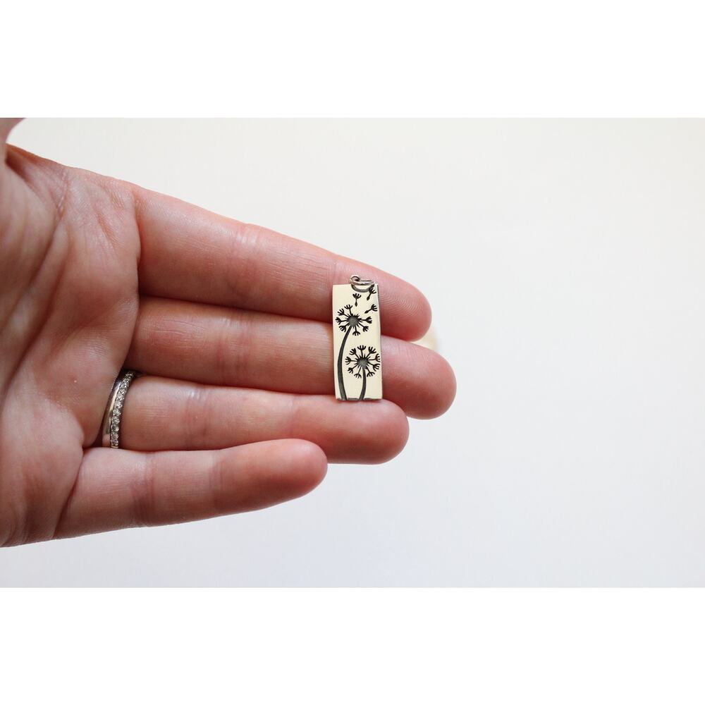 Sterling Silver Long Rectangle Dandelion Pendant,… - image 3
